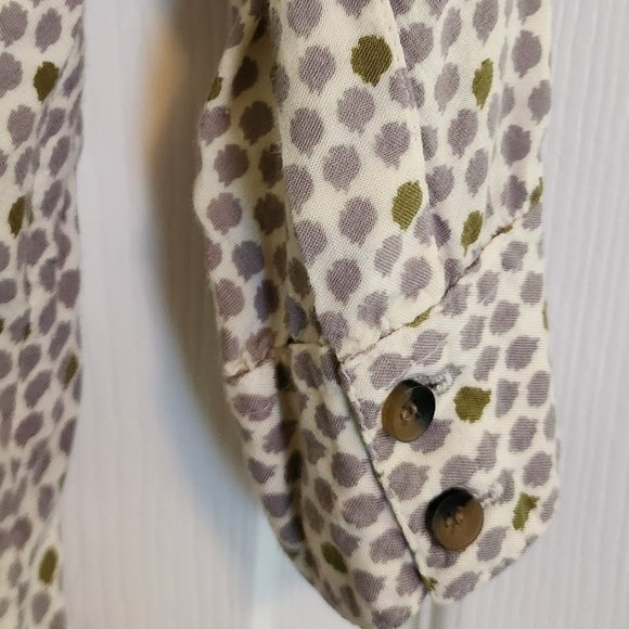Rock Paper Flower Cream 3/4 sleeve flowy button down top Size M - Picture 5 of 6
